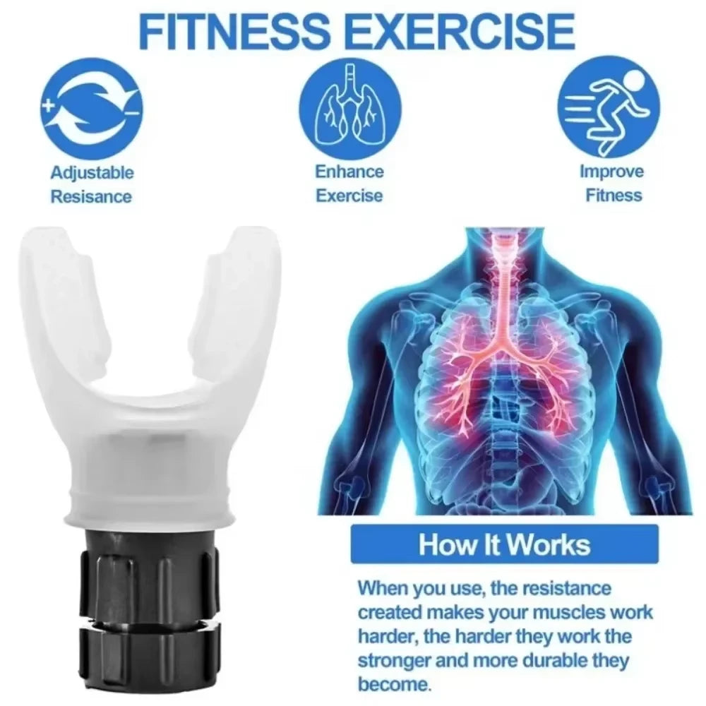 Breather trainer device, Portable, Adjustable Resistance for Lung Fitness.