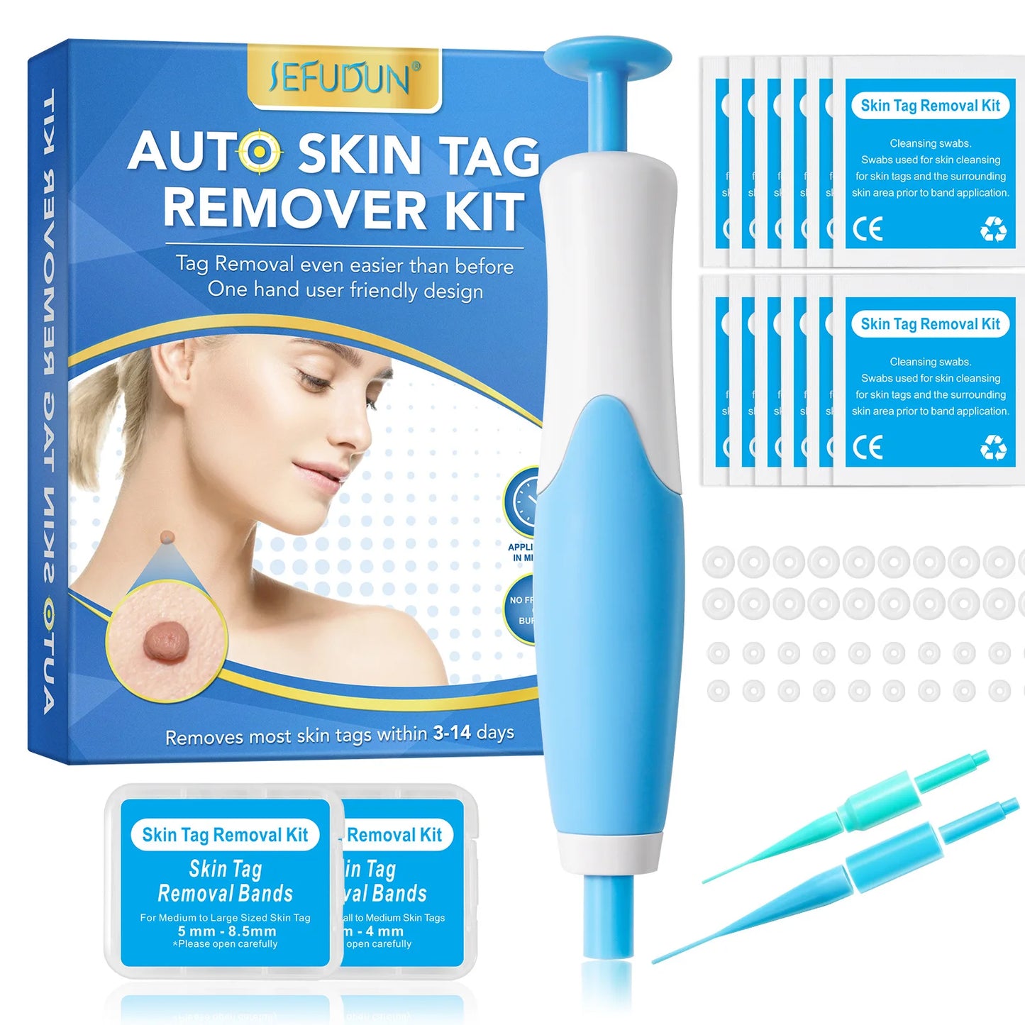 2-IN-1 Auto Skin Tag Removal Tool Kit Painless Skin Label Mole Acne Wart Removal Pen