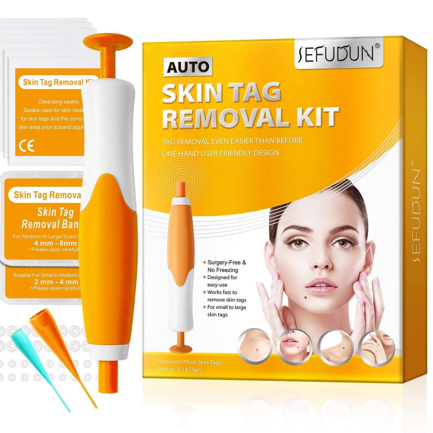 2-IN-1 Auto Skin Tag Removal Tool Kit Painless Skin Label Mole Acne Wart Removal Pen