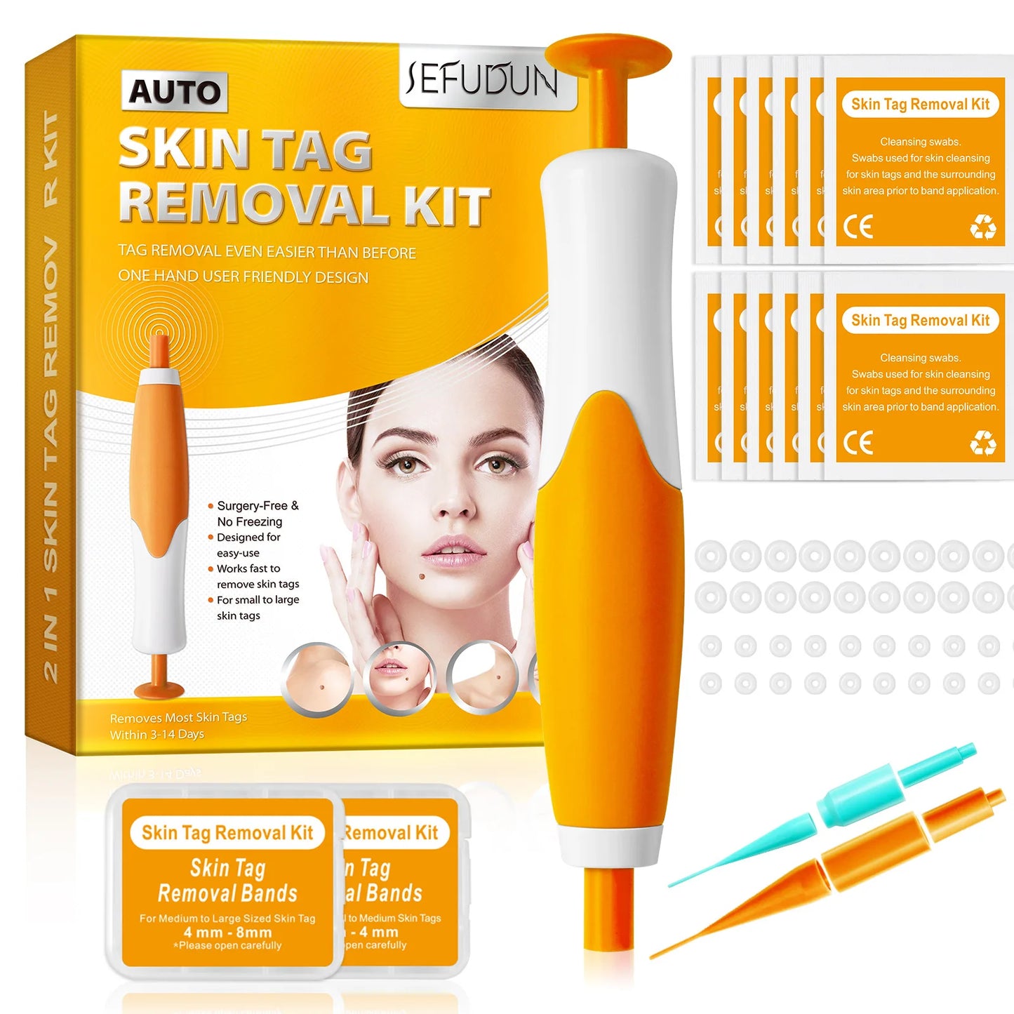 2-IN-1 Auto Skin Tag Removal Tool Kit Painless Skin Label Mole Acne Wart Removal Pen