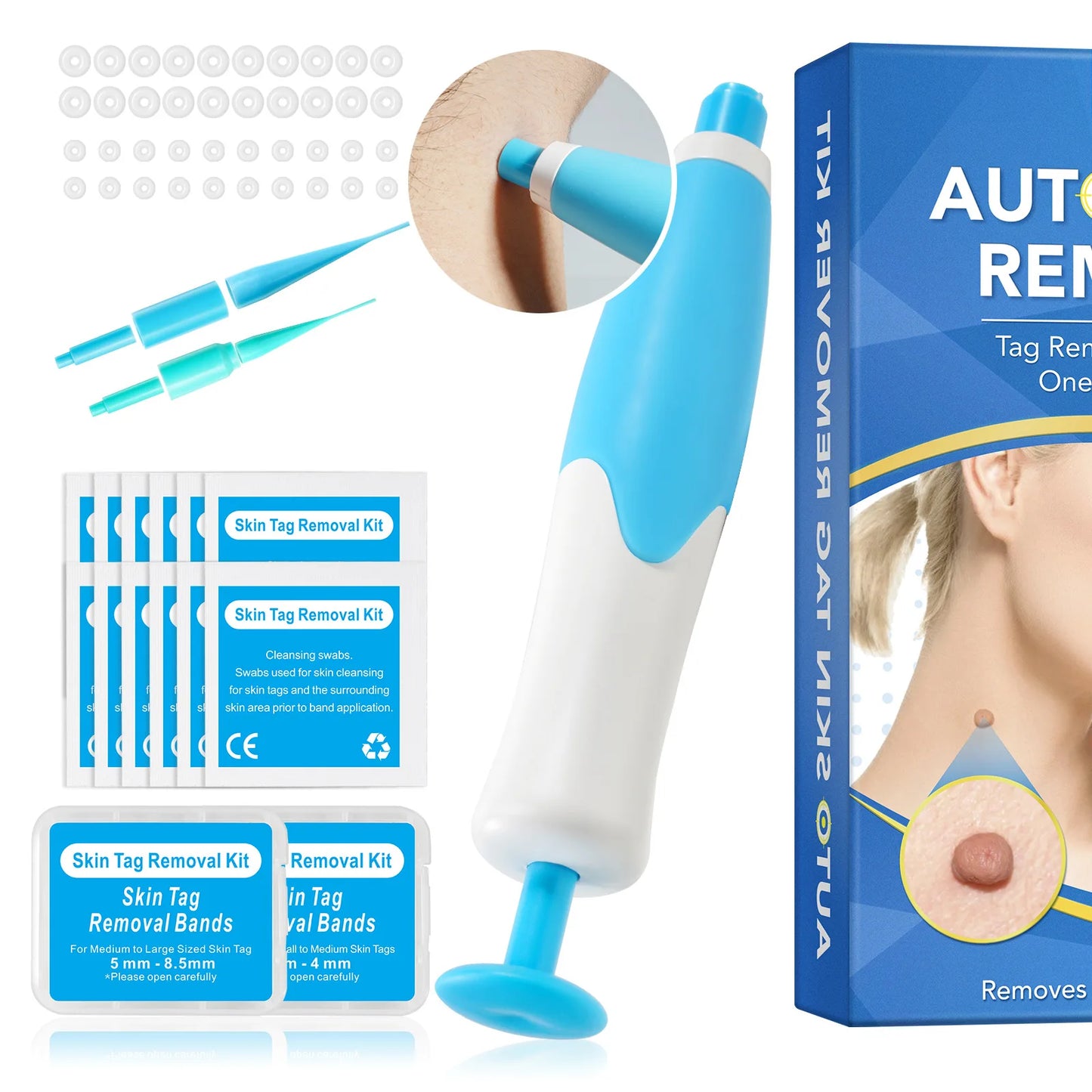 2-IN-1 Auto Skin Tag Removal Tool Kit Painless Skin Label Mole Acne Wart Removal Pen