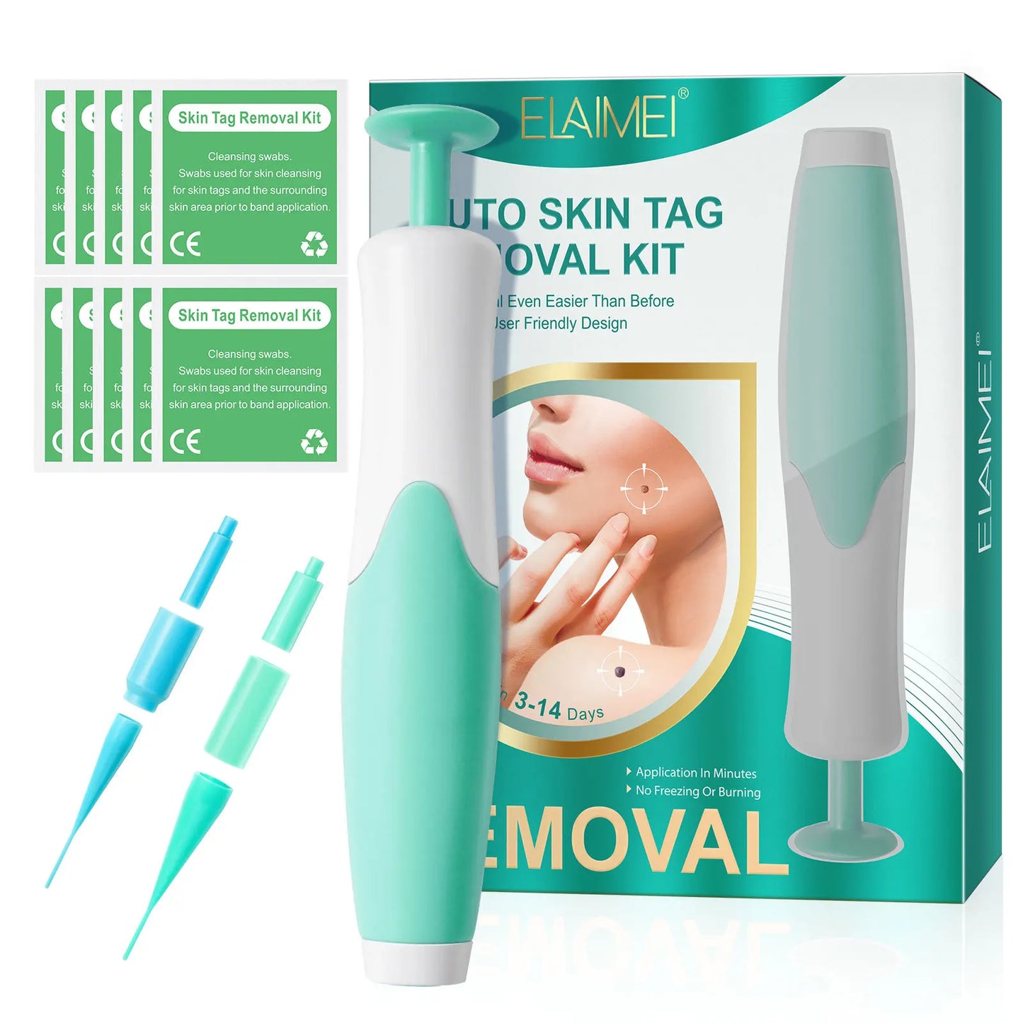 2-IN-1 Auto Skin Tag Removal Tool Kit Painless Skin Label Mole Acne Wart Removal Pen